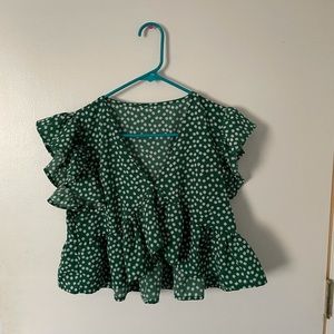 💙 SHEIN green floral crop top 💙